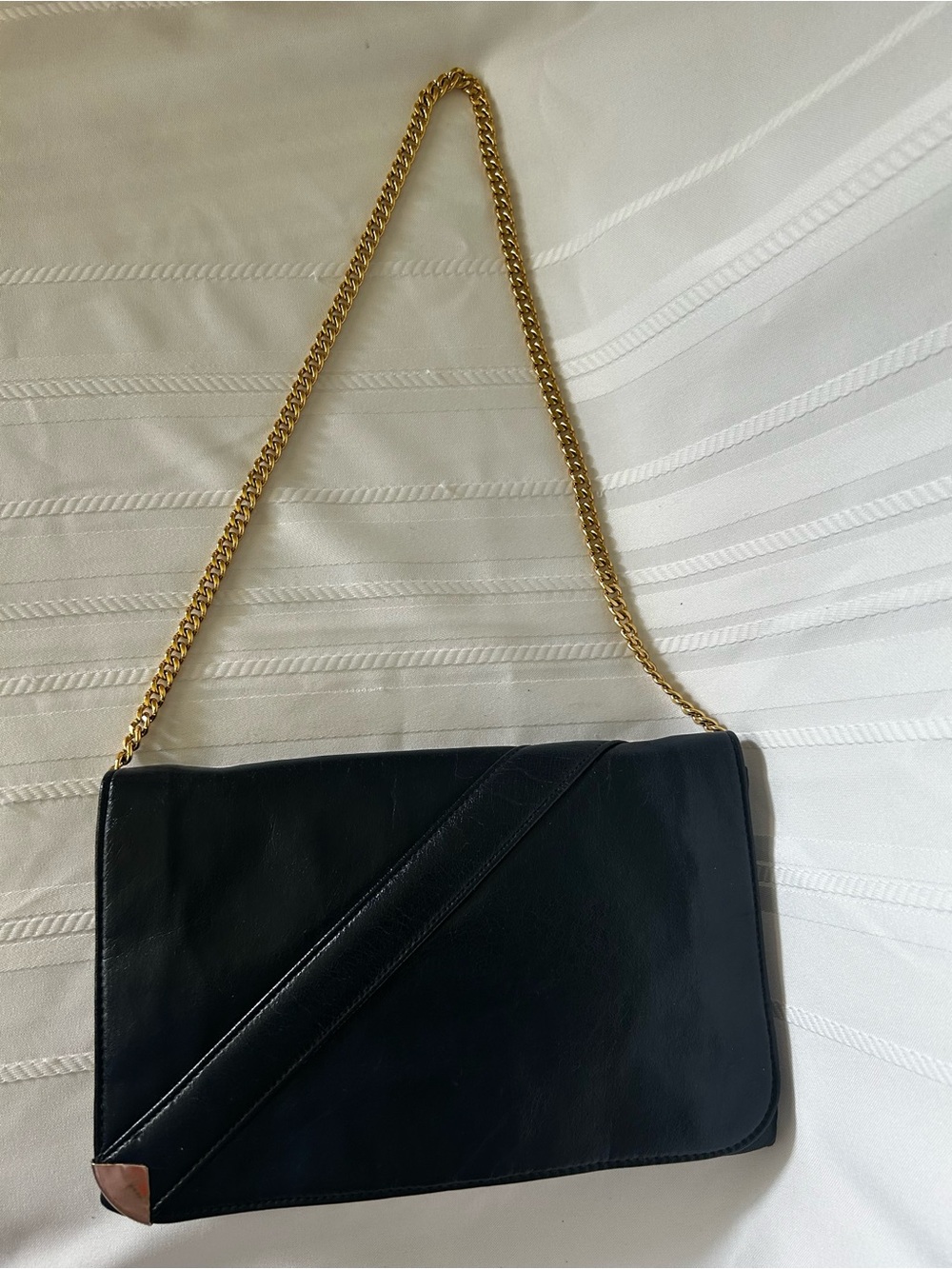 Vintage Markay Bags Shoulder Bag Mid Century Modern Purse Black Gold Chain